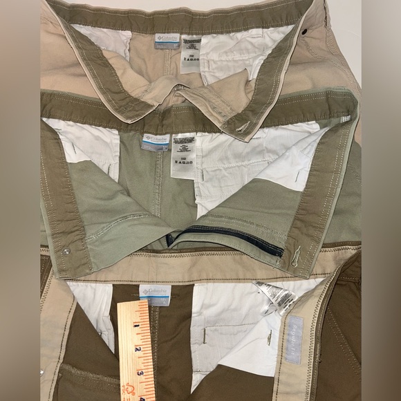 BUNDLE of 3 Columbia men’s Cotton Canvas tan olive brown‎ Hiking Shorts Size 42 - Picture 2 of 10